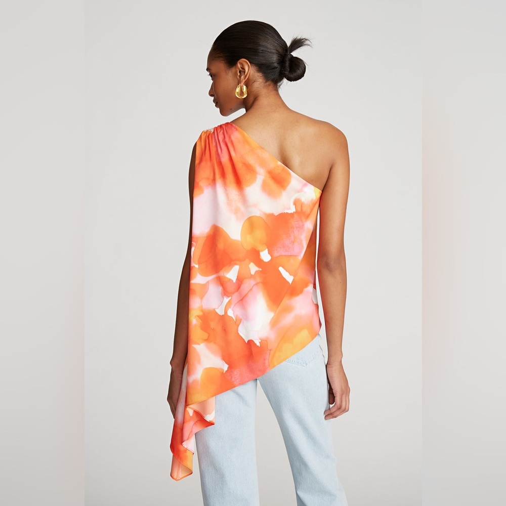HALSTON Steffi One Shoulder Top Sz 14 A Little Loved ❤️ - Picture 2 of 5
